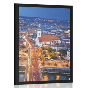 Plakat widok na Bratysławę nocą - 60x90 black