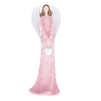 Anioł z sercem Cordon różowy, 9,5 x 25 cm