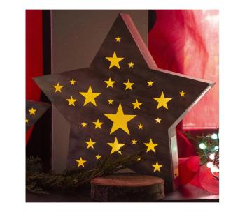 LED Dekoracja bożonarodzeniowa LED/2xAAA gwiazda drewno