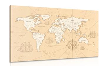 Obraz ciekawa beżowa mapa świata - 90x60