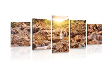 5-częściowy obraz wodospady wysokogórskie - 200x100