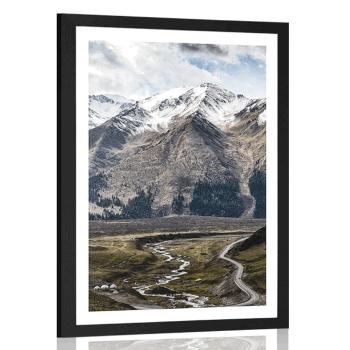 Plakat z passe-partout piękna górska panorama - 60x90 black