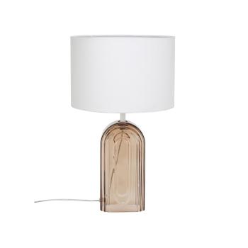 Beżowo-biała szklana lampa stołowa Westwing Collection Bela, wys. 50 cm