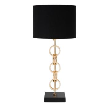 Lampa stołowa w kolorze czarno-złotym Mauro Ferretti Glam Rings, wysokość 54,5 cm