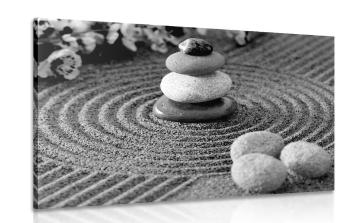 Obraz piramida kamieni Zen w wersji czarno-białej