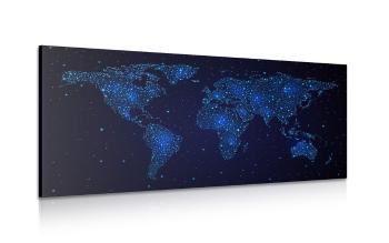 Obraz mapa świata z nocnym niebem