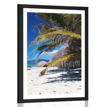 Plakat z passe-partout piękno plaży Anse Source - 40x60 silver