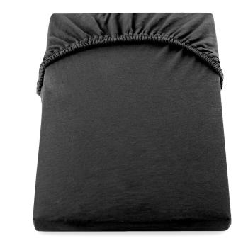 Czarne bawełniane prześcieradło elastyczne DecoKing Amber Collection, 140/160x200 cm