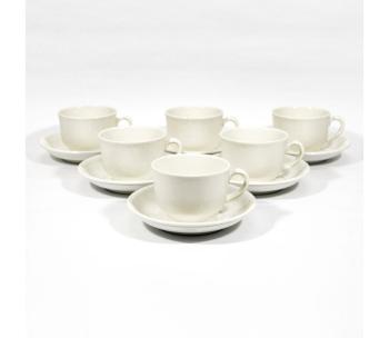 Zestaw do herbaty 6x filiżanka ceramiczna ze spodkiem biała