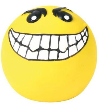 ZABAWKA lateksowa piłka z uśmiechem, żółta mała wypełniona - 6cm