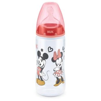 NUK Butelka dla niemowląt First Choice + Disney Minnie Mouse 300 ml,Temperatura Control czerwona