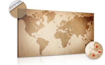 Obraz na korku mapa świata vintage - 120x80  wooden