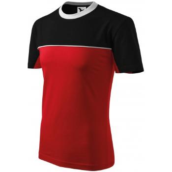 Dwukolorowa bawełniana koszulka, czerwony, XL