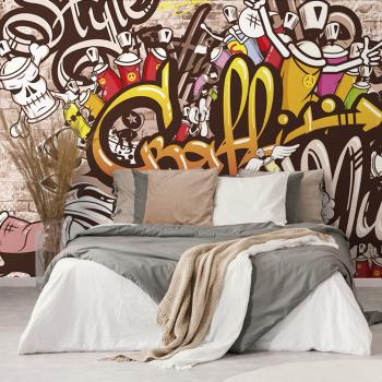 Tapeta wesoła ściana graffiti - 150x100