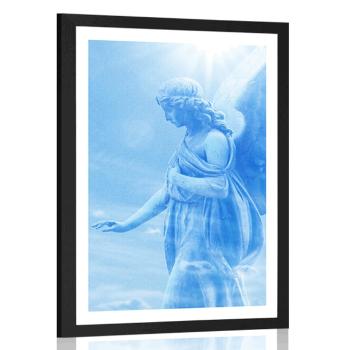 Plakat z passe-partout piękny anioł w niebie - 40x60 black