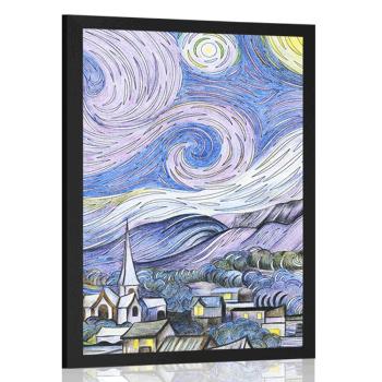 Plakat reprodukcja Gwiaździsta noc - Vincent van Gogh - 30x45 white