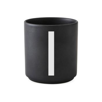 Czarny porcelanowy kubek Design Letters Alphabet I, 250 ml