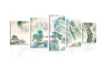 5-częściowy obraz chińskie malarstwo krajobrazowe - 200x100