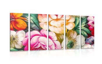 5-częściowy obraz impresjonistyczny świat kwiatów - 100x50