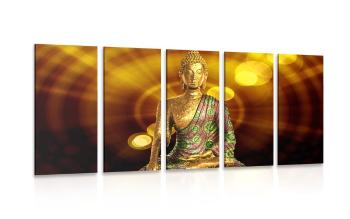 5-częściowy obraz posąg Buddy z abstrakcyjnym tłem - 200x100