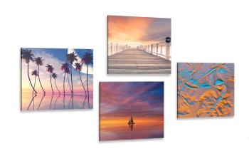 Zestaw obrazów pejzaż morski w pięknych kolorach - 4x 60x60