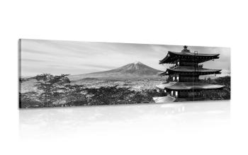 Obraz pomnik Chureito Pagoda w wersji czarno-białej - 120x40