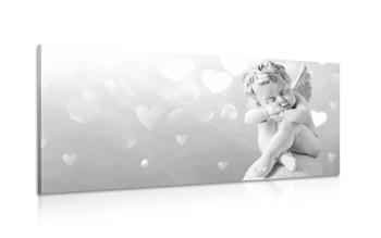 Obraz czarno-biały aniołek - 100x50