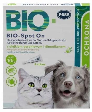 PESS BIO Spot-on krople na kleszcze i pchły dla małych psów i kotów 4x1 g z olejkiem geraniowym i dimetikonem