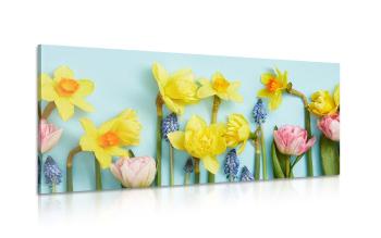 Obraz wiosenna kompozycja kwiatowa - 100x50