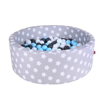knorr® toys Suchy basen z piłeczkami - Grey white dots inkl. 300 piłeczek creme/grey/lightblue