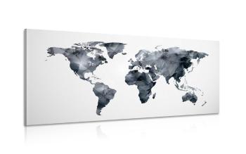 Obraz wielokątna mapa świata w wersji czarno-białej