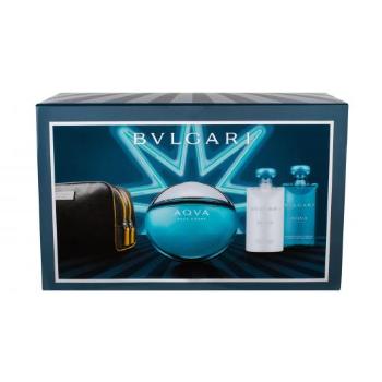 Bvlgari Aqva Pour Homme zestaw Edt 100 ml + Żel pod prysznic 75 ml + Balsam po goleniu 75 ml + Kosmetyczka dla mężczyzn Uszkodzone pudełko