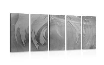 5 części obraz czarno-białe abstrakcyjne drzewa w lesie - 100x50