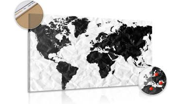 Obraz ciekawa mapa świata na korku - 90x60  metallic