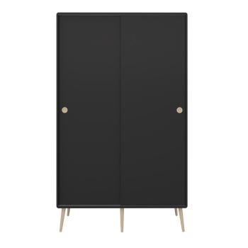 Czarna szafa z drzwiami przesuwnymi 113x190 cm Softline – Tvilum