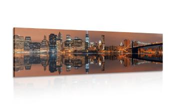 Obraz odbicie Manhattanu w wodzie - 135x45