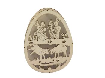 Dekoracyjne jajko rzeźbione Gąski - beżowy, baranki - Rozmiar 22x3x18,3cm