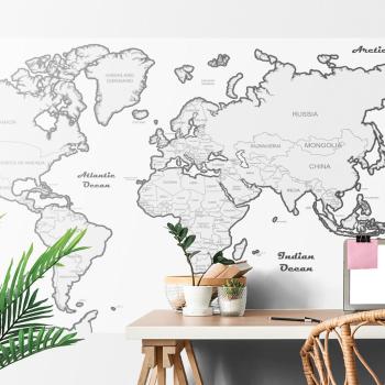 Samoprzylepna tapeta mapa świata z szarą obwódką