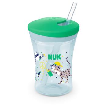 NUK Action Cup miękka słomka do picia, szczelna od 12 miesięcy zielona