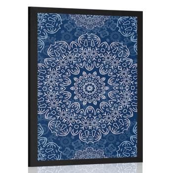 Plakat niebieska Mandala z abstrakcyjnym wzorem - 30x45 white