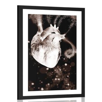 Plakat passepartout serce w ciekawym dizajnie - 20x30 silver