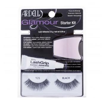 Ardell Glamour 105 zestaw Sztuczne rzęsy 1 para + Klej do rzęs LashGrip 2,5 g + Aplikator dla kobiet Black