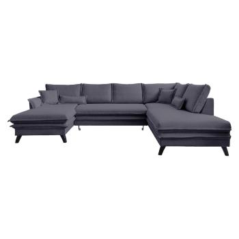 Antracytowa rozkładana sofa w kształcie litery "U" Miuform Charming Charlie, prawostronna