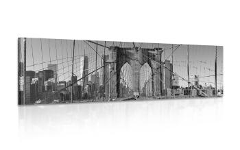 Obraz Most Manhattan w Nowym Jorku w wersji czarno-białej - 135x45