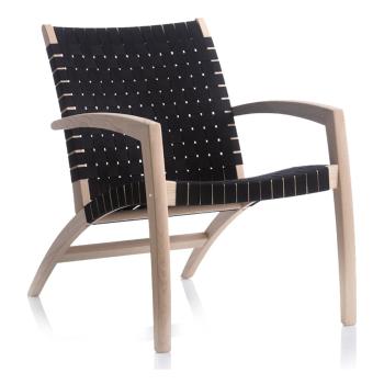 Beżowo-czarny fotel z drewna dębowego Findahl by Hammel Luna