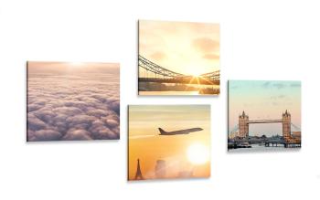 Zestaw obrazów Londyn ze wschodem słońca - 4x 40x40