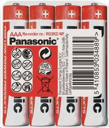 Baterie cynkowo-węglowe PANASONIC cynkowo-węglowe czerwone R03RZ / 4P AAA 1,5V (kurczliwe 4 szt.)