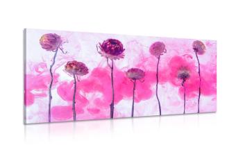 Obraz kwiaty z różową parą - 100x50
