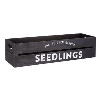 Czarna skrzynka drewniana na doniczki z kwiatami i ziołami Premier Housewares Seedligngs, 15x45 cm