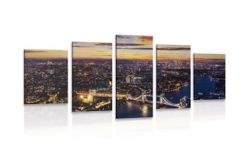 5-częściowy obraz widok z lotu ptaka na Tower Bridge - 200x100